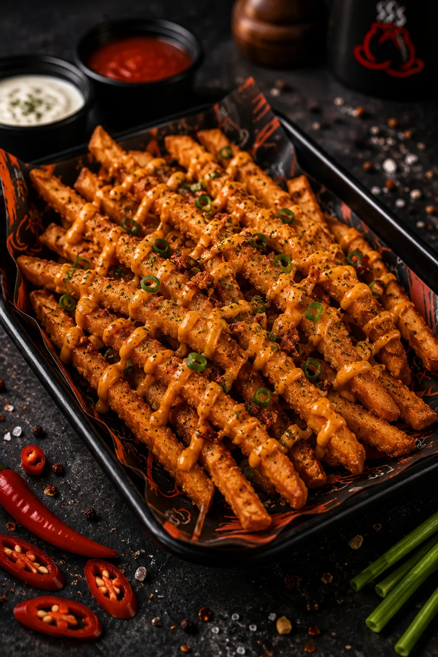 Loaded smash crispy long fries with signature drizzle