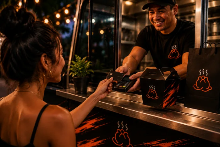 Clean card payment handoff at the truck window